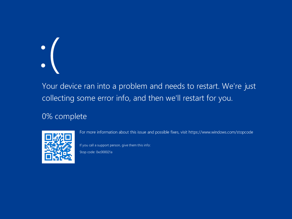 [Screen shot of 'Blue Screen of Death' from Windows 11 24H2]