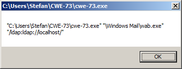 [Screen shot of message box from canary application on Windows 7]