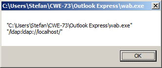 [Screen shot of message box from canary application on Windows XP]