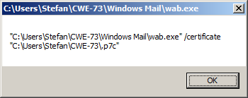 [Screen shot of message box from canary application on Windows 7]