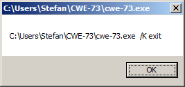 [Screen shot of message box from canary application on Windows 7]