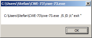 [Screen shot of message box from canary application on Windows 7]